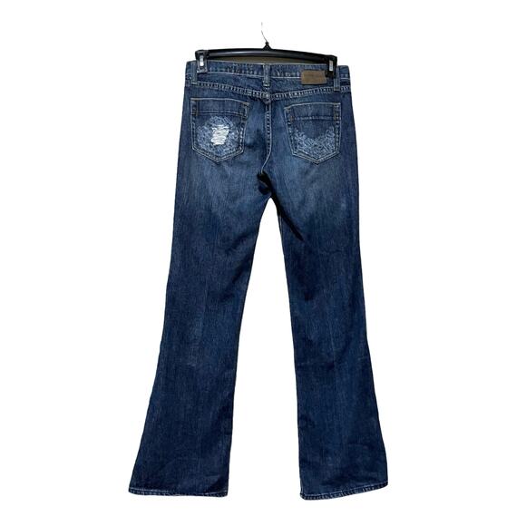 Vigoss Flare Jeans Size 7/8 Distressed Pockets Embroidered Denim - Picture 1 of 9